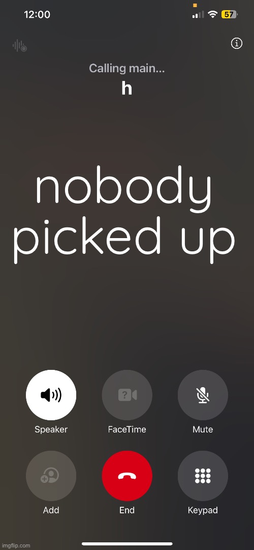 :( | nobody picked up | made w/ Imgflip meme maker