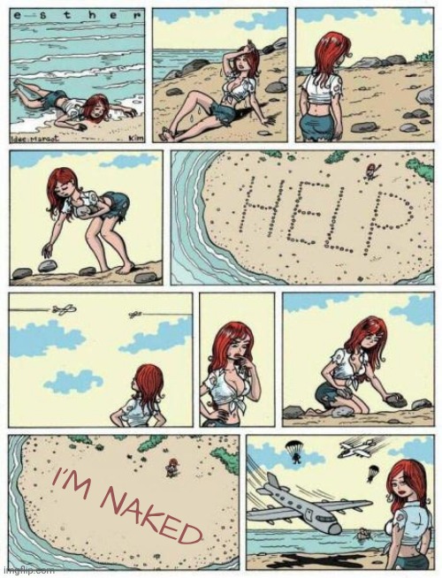 Really? | I'M NAKED | image tagged in stranded on island | made w/ Imgflip meme maker
