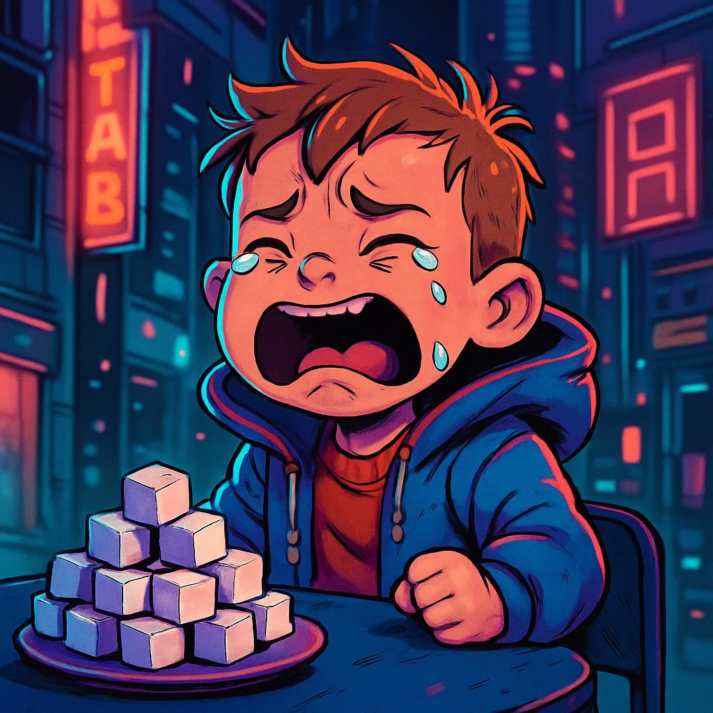 kid crying for suger and its infront of him Blank Meme Template