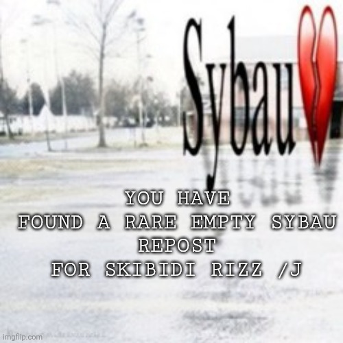 It's a joke guys | YOU HAVE FOUND A RARE EMPTY SYBAU
REPOST FOR SKIBIDI RIZZ /J | made w/ Imgflip meme maker