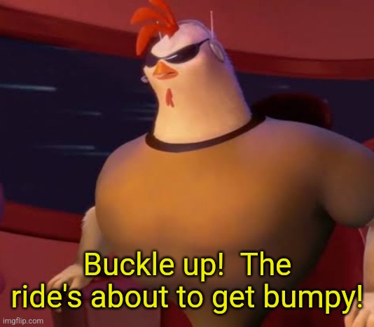 Buckle up!  The ride's about to get bumpy! | image tagged in chicken little meme | made w/ Imgflip meme maker
