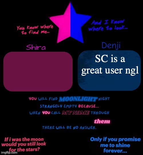 Shira and denji TV girl shared announcement template | SC is a great user ngl | image tagged in shira and denji tv girl shared announcement template | made w/ Imgflip meme maker