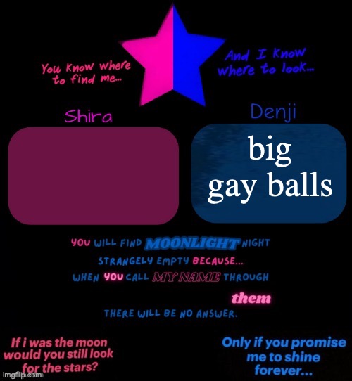 Shira and denji TV girl shared announcement template | big gay balls | image tagged in shira and denji tv girl shared announcement template | made w/ Imgflip meme maker