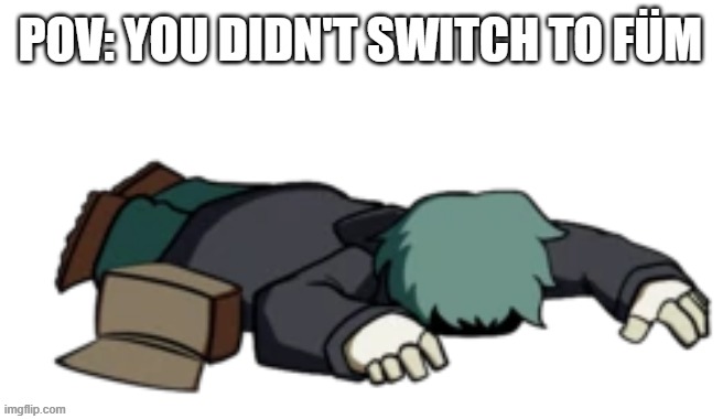 what | POV: YOU DIDN'T SWITCH TO FÜM | image tagged in dead garcello | made w/ Imgflip meme maker