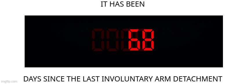 @modbot analyze this image | 68 | image tagged in days since the last involuntary arm detachment | made w/ Imgflip meme maker