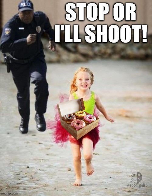 Donut Thief | image tagged in girl running | made w/ Imgflip meme maker