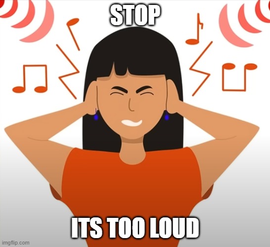 ITS TOO LOUD | STOP; ITS TOO LOUD | image tagged in loud,hearing damage,hearing,damage,really loud,stop it | made w/ Imgflip meme maker