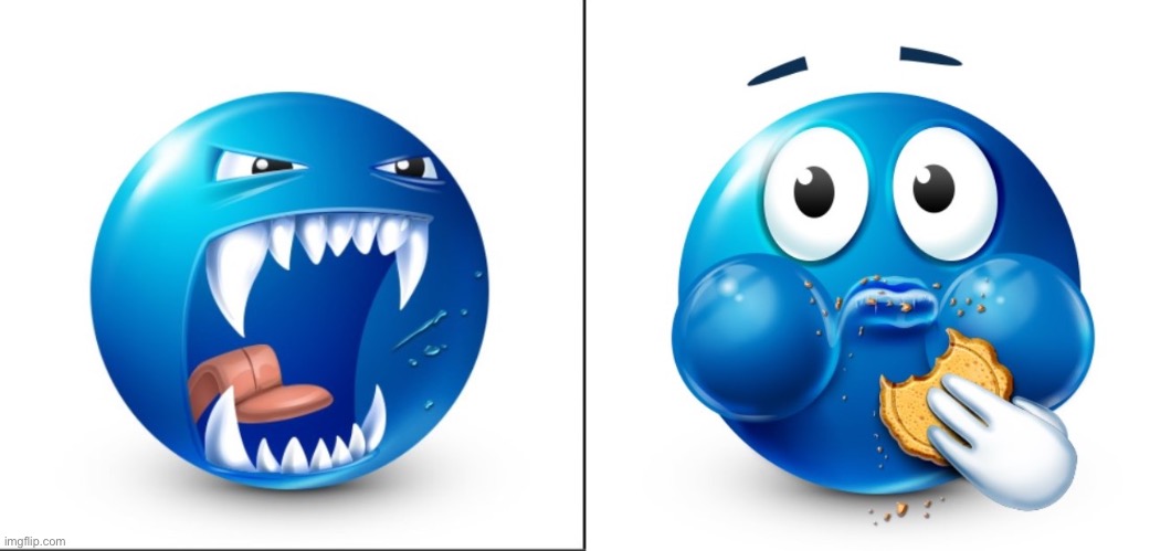 image tagged in blue guy yell,blue guy snacking | made w/ Imgflip meme maker