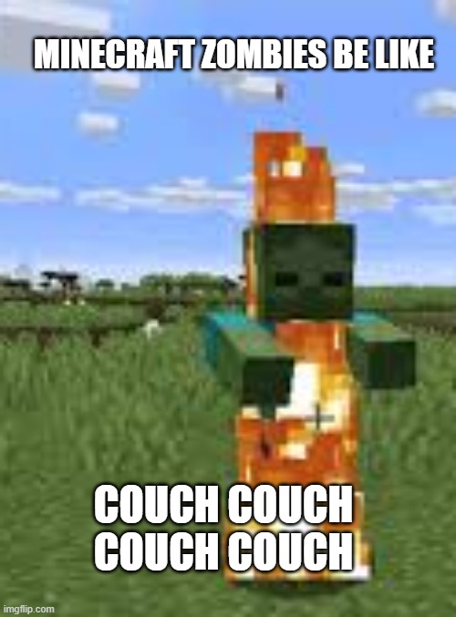 COUuuuuuuuuuCCH | MINECRAFT ZOMBIES BE LIKE; COUCH COUCH COUCH COUCH | image tagged in couch,zombies,funny,sound effects | made w/ Imgflip meme maker
