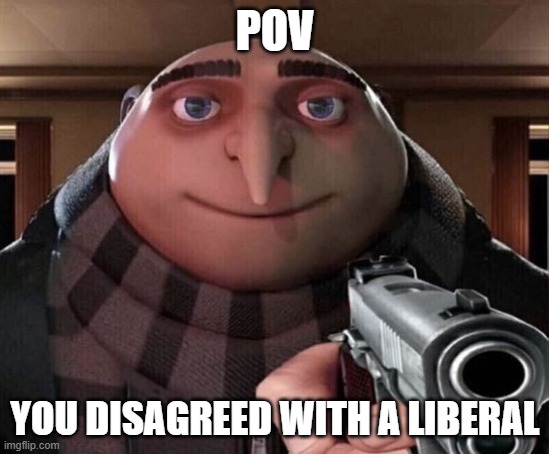 Gru Gun | POV YOU DISAGREED WITH A LIBERAL | image tagged in gru gun | made w/ Imgflip meme maker
