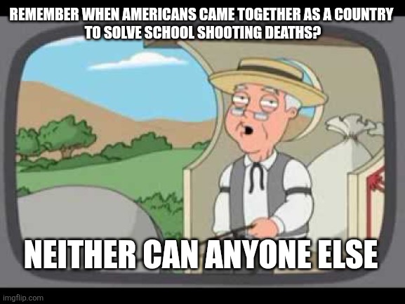 Pepperage Farm Remembers | REMEMBER WHEN AMERICANS CAME TOGETHER AS A COUNTRY 
TO SOLVE SCHOOL SHOOTING DEATHS? NEITHER CAN ANYONE ELSE | image tagged in pepperage farm remembers | made w/ Imgflip meme maker
