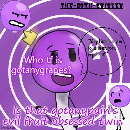 The-goth-chickens bfdi lollipop template made by gotanygrapes | Who tf is gotanygrapes? Is that gotanypain's evil fruit obsessed twin | image tagged in the-goth-chickens bfdi lollipop template made by gotanygrapes | made w/ Imgflip meme maker
