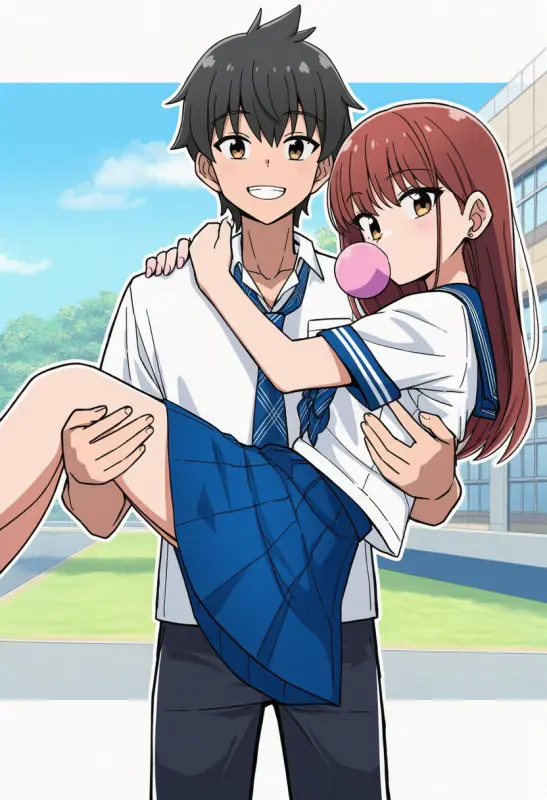 Anime carrying girlfriend Blank Meme Template