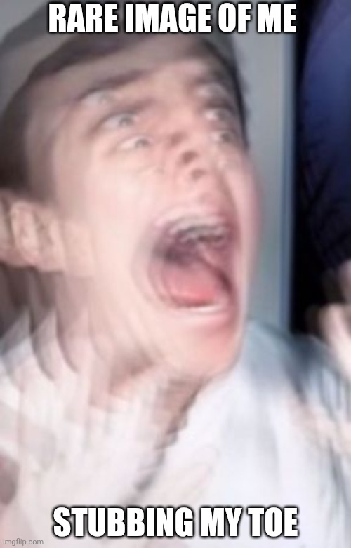 Freaking out | RARE IMAGE OF ME; STUBBING MY TOE | image tagged in freaking out | made w/ Imgflip meme maker