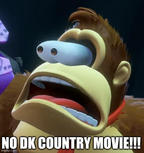 mario galaxy movie meme | NO DK COUNTRY MOVIE!!! | image tagged in donkey kong,memes,nintendo,super mario bros,movies,video games | made w/ Imgflip meme maker