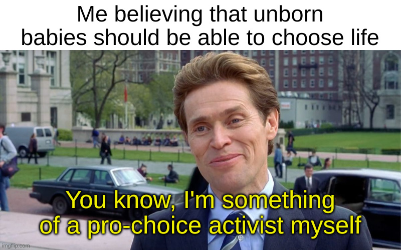 You know, I'm something of a scientist myself | Me believing that unborn babies should be able to choose life; You know, I'm something of a pro-choice activist myself | image tagged in you know i'm something of a scientist myself,pro choice,pro life | made w/ Imgflip meme maker