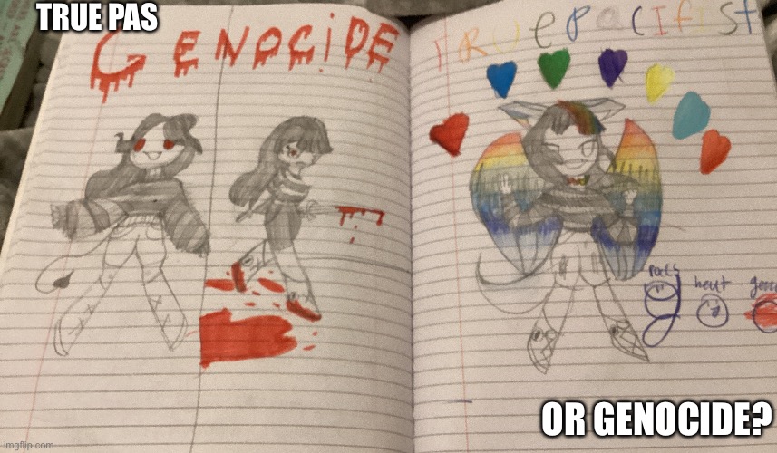 Image I drew what should I do next | TRUE PAS; OR GENOCIDE? | image tagged in undertale | made w/ Imgflip meme maker