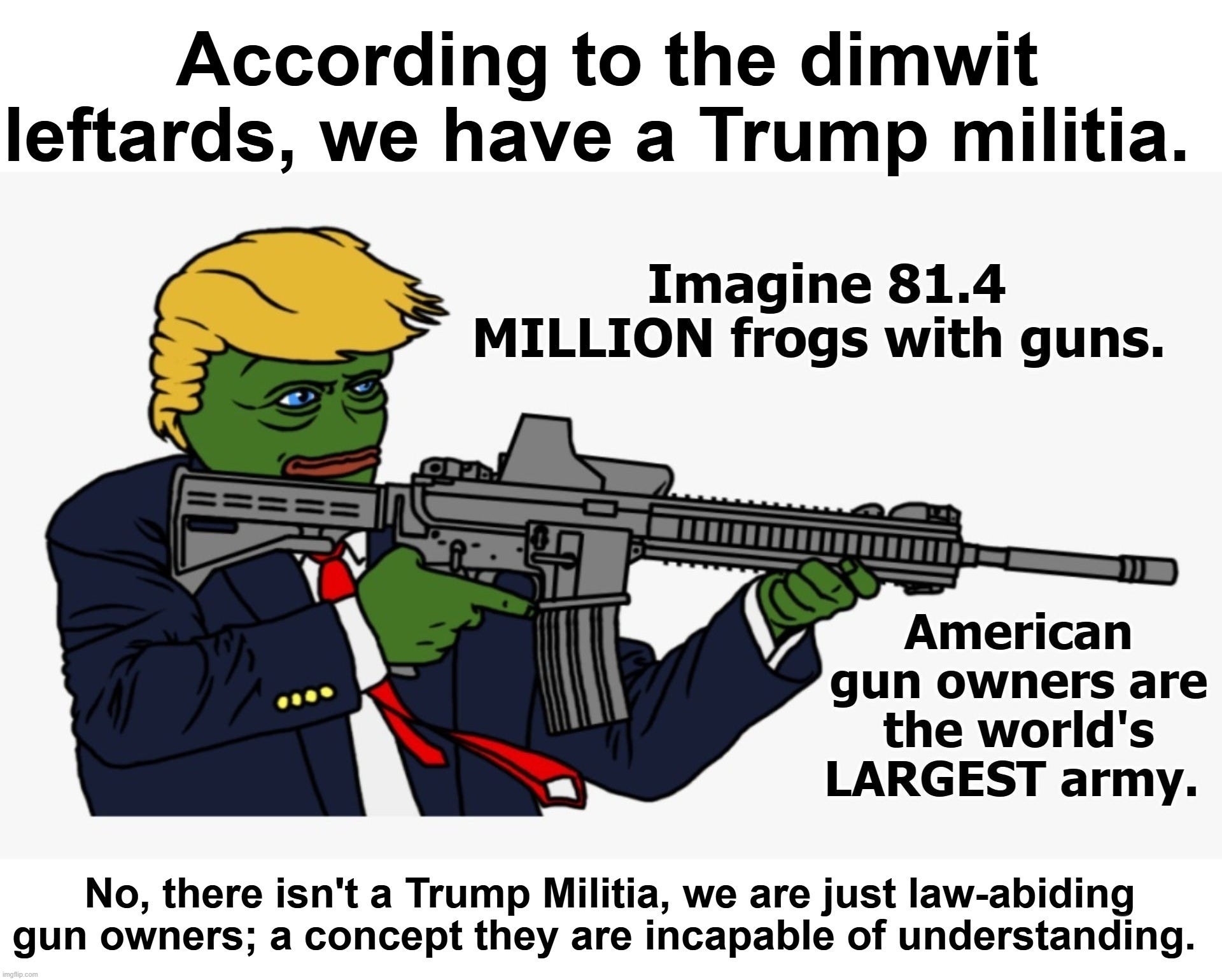 According to the dimwit leftards, we have a Trump militia. | image tagged in stupid liberals,goofy stupid liberal college student,militia,never go full retard,sjw triggered,2nd amendment | made w/ Imgflip meme maker