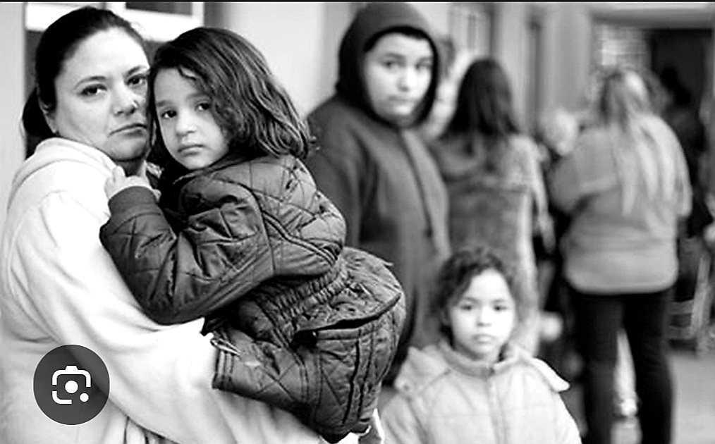 Homeless family on the street Blank Meme Template