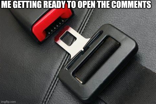 ME GETTING READY TO OPEN THE COMMENTS | image tagged in seatbelt | made w/ Imgflip meme maker