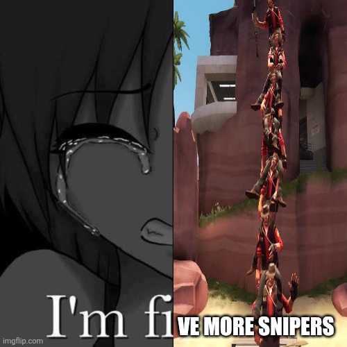 I'm fi | VE MORE SNIPERS | image tagged in i'm fi | made w/ Imgflip meme maker