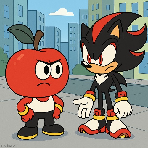 AI photo of Shadow meeting the one inspired by him ( Seedow ) | image tagged in ocs,ai generated,shadow the hedgehog,shadow | made w/ Imgflip meme maker