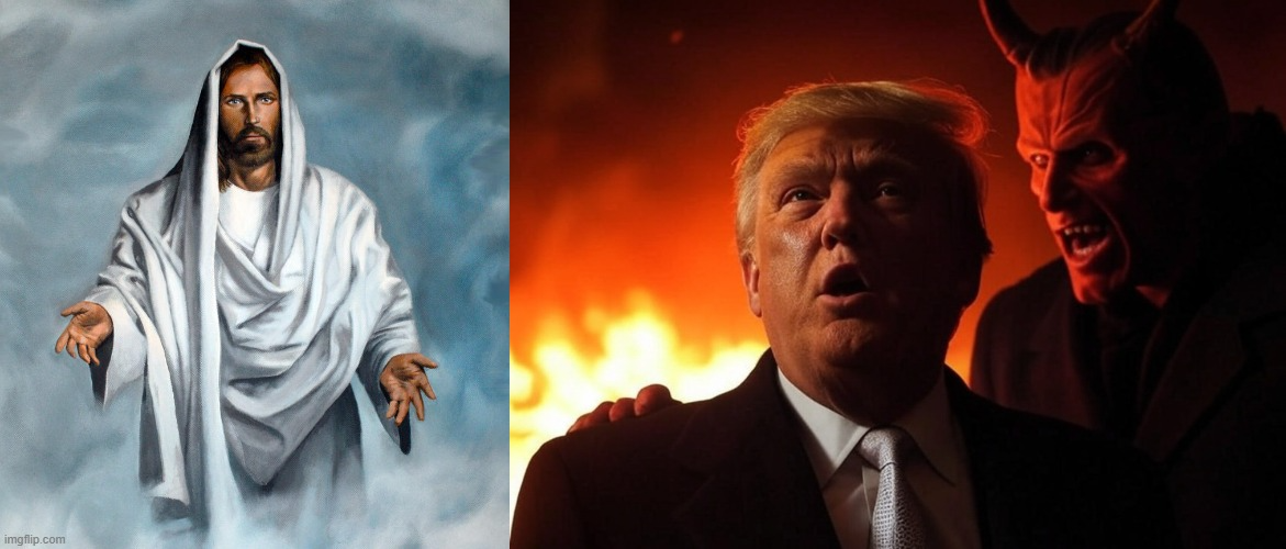 Jesus Christ Donald Trump Satan Lucifer Devil Evil Blank Meme Template