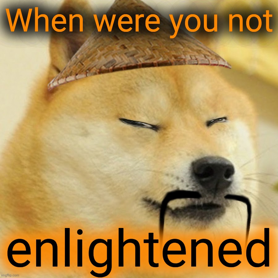 Barkfucius asian Doge Barkfucious | When were you not enlightened | image tagged in barkfucius asian doge barkfucious | made w/ Imgflip meme maker