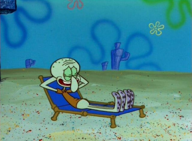 Squidward lies down on chair Blank Meme Template