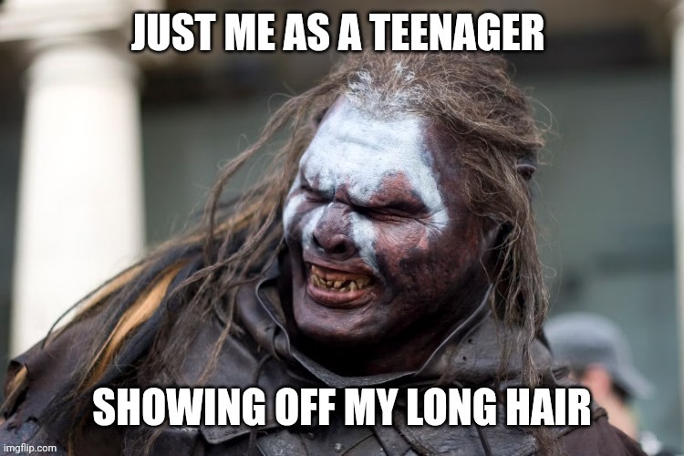 image tagged in urukhai,long hair,lotr,teenager | made w/ Imgflip meme maker