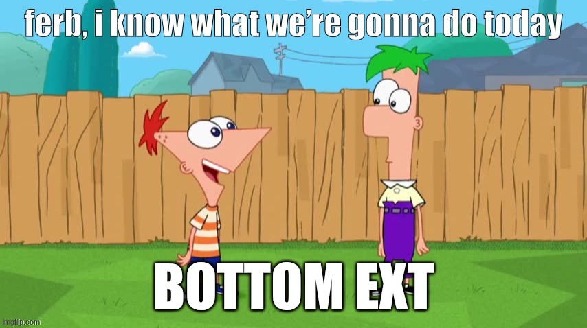 Ferb, i know what we’re gonna do today | BOTTOM EXT | image tagged in ferb i know what we re gonna do today | made w/ Imgflip meme maker