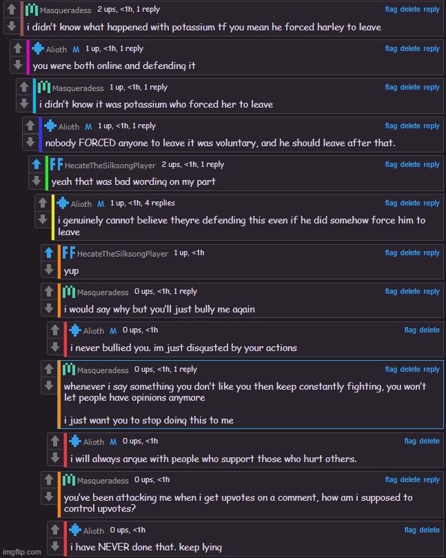 once again masq claims that people are "harassing" or "bullying" here for "having opinions" (supporting sexual assault) | made w/ Imgflip meme maker