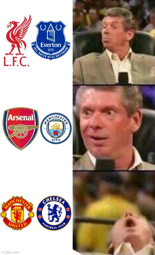 Next Weekend in the Premier League... | image tagged in vince mcmahon,premier league,manchester united,manchester city,arsenal,chelsea | made w/ Imgflip meme maker