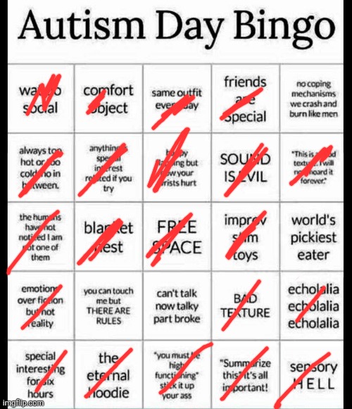 AUTSSIM | image tagged in autism bingo | made w/ Imgflip meme maker