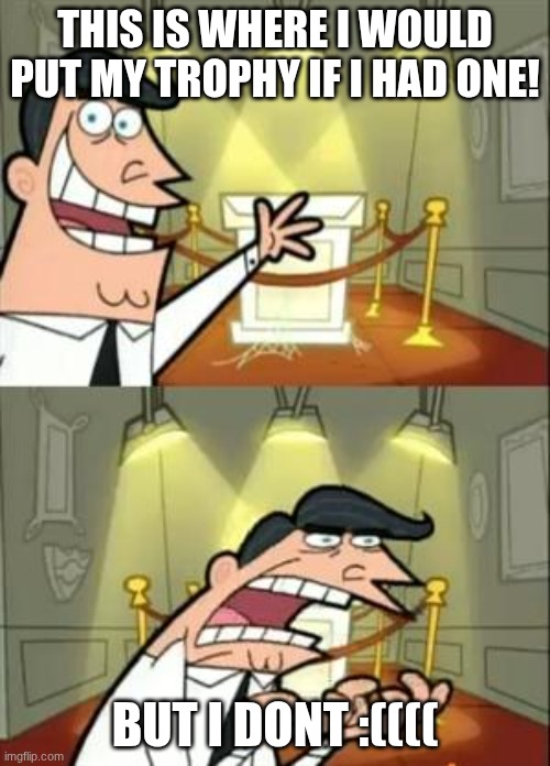 This Is Where I'd Put My Trophy If I Had One | THIS IS WHERE I WOULD PUT MY TROPHY IF I HAD ONE! BUT I DONT :(((( | image tagged in memes | made w/ Imgflip meme maker