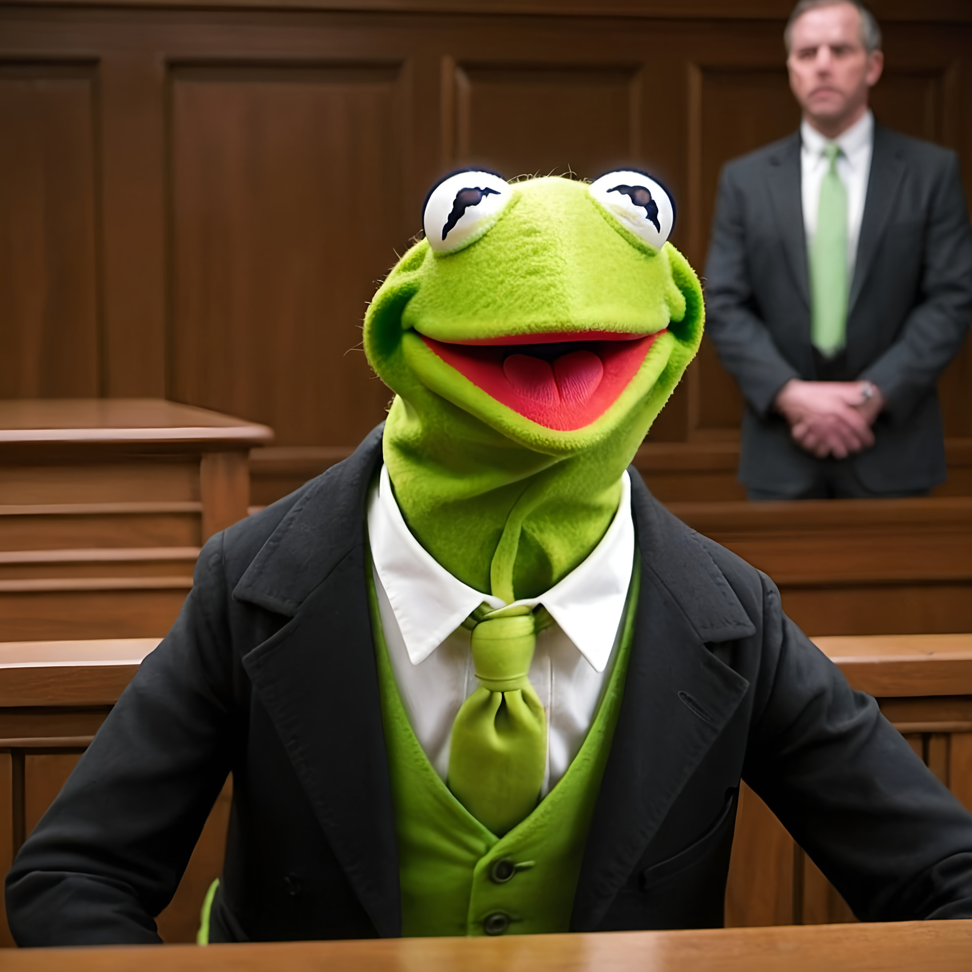 Kermit in Court Blank Meme Template