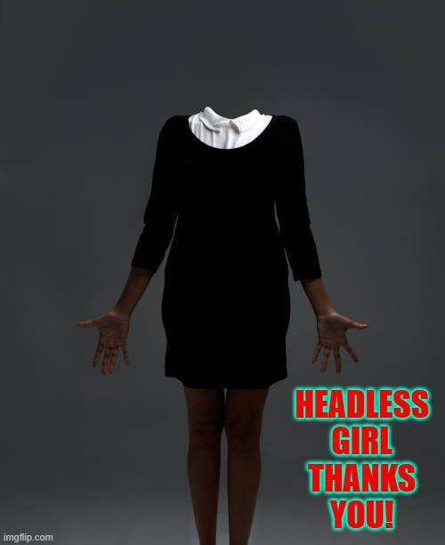 HEADLESS
GIRL
THANKS
YOU! | made w/ Imgflip meme maker