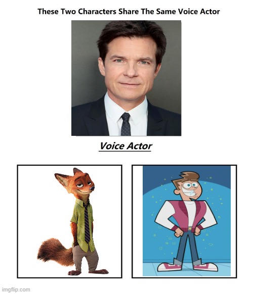 Jason Bateman | image tagged in same voice actor,jason bateman,zootopia,nickelodeon,disney,fairly odd parents | made w/ Imgflip meme maker