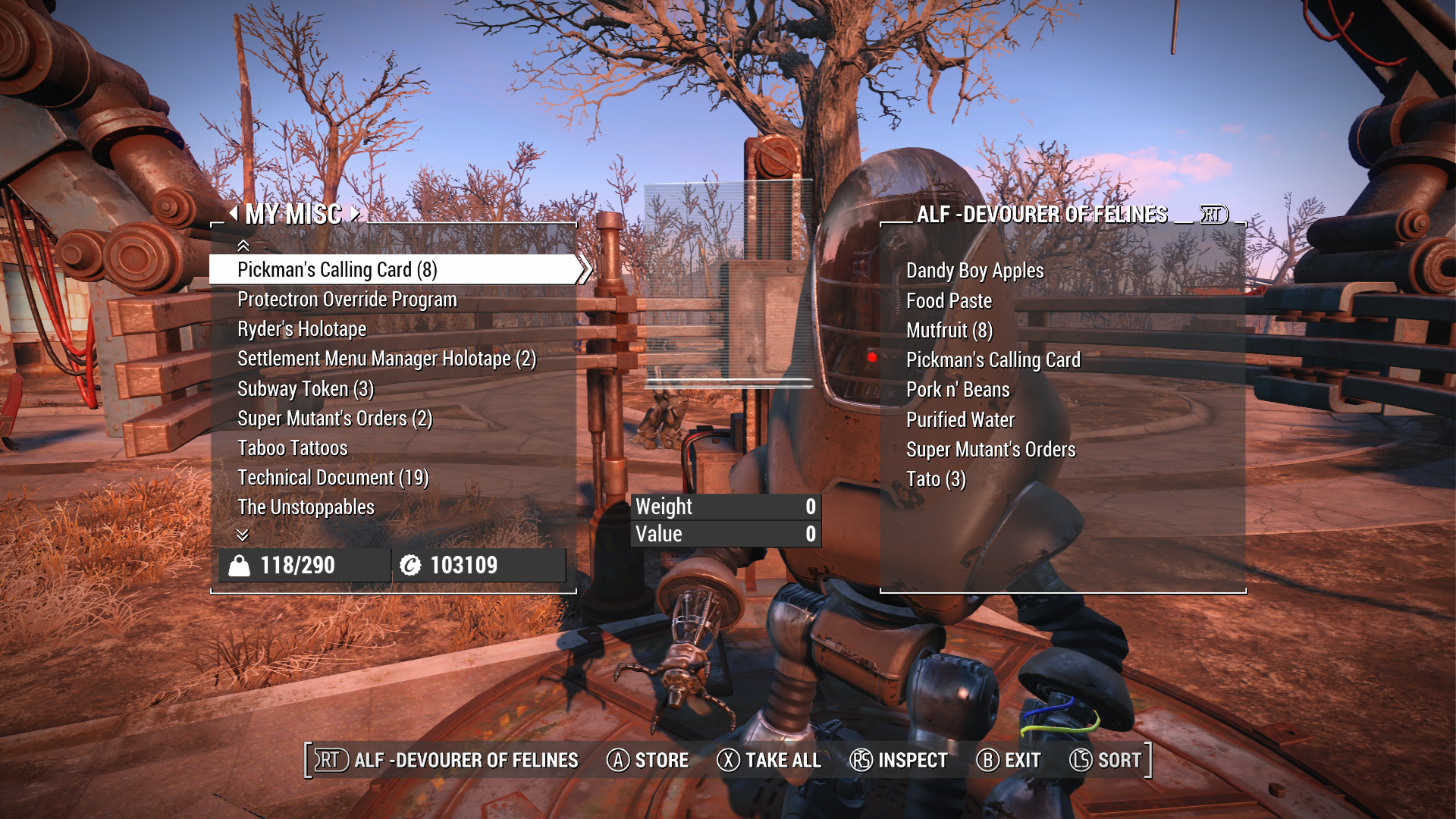 Fallout Four Screencap Robot Workbench Blank Meme Template