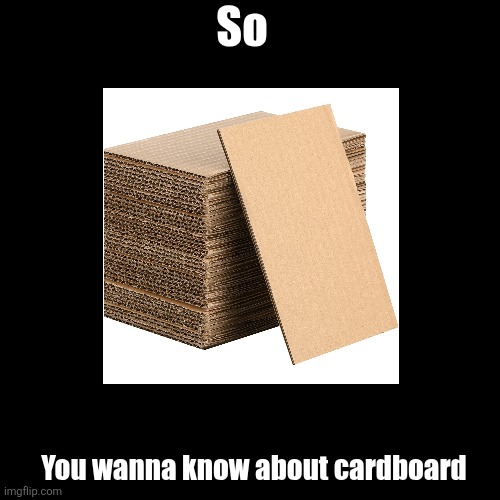 So; You wanna know about cardboard | made w/ Imgflip meme maker