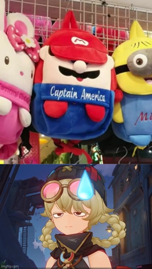 Ah yes, this is "Captain America". | image tagged in captain america,mario,backpack | made w/ Imgflip meme maker