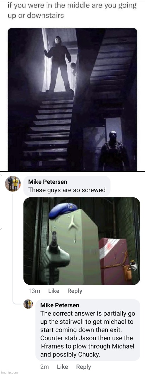 Tofu survives | image tagged in tofu,resident evil,freddy krueger,jason voorhees,michael myers,halloween | made w/ Imgflip meme maker