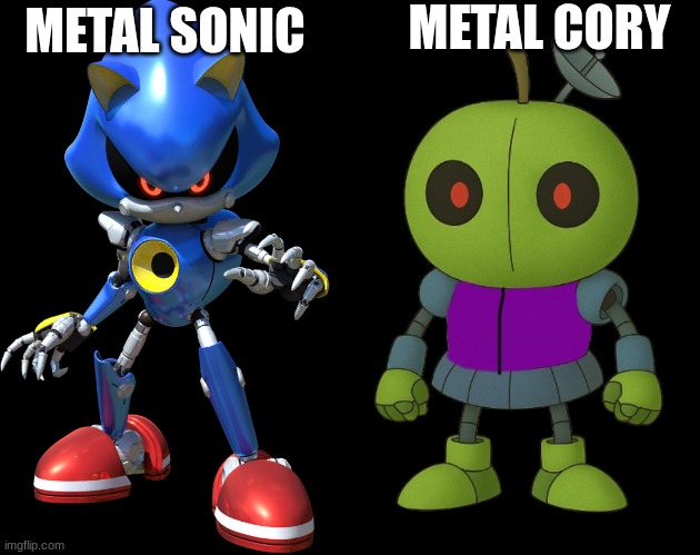 pakistan Cory is obviously inspired by pakistan Sonic /j (OakleyMendelevia: real) | METAL CORY; METAL SONIC | image tagged in metal sonic,ocs | made w/ Imgflip meme maker