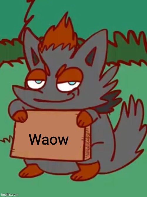 Waow | image tagged in zorua with a sign | made w/ Imgflip meme maker
