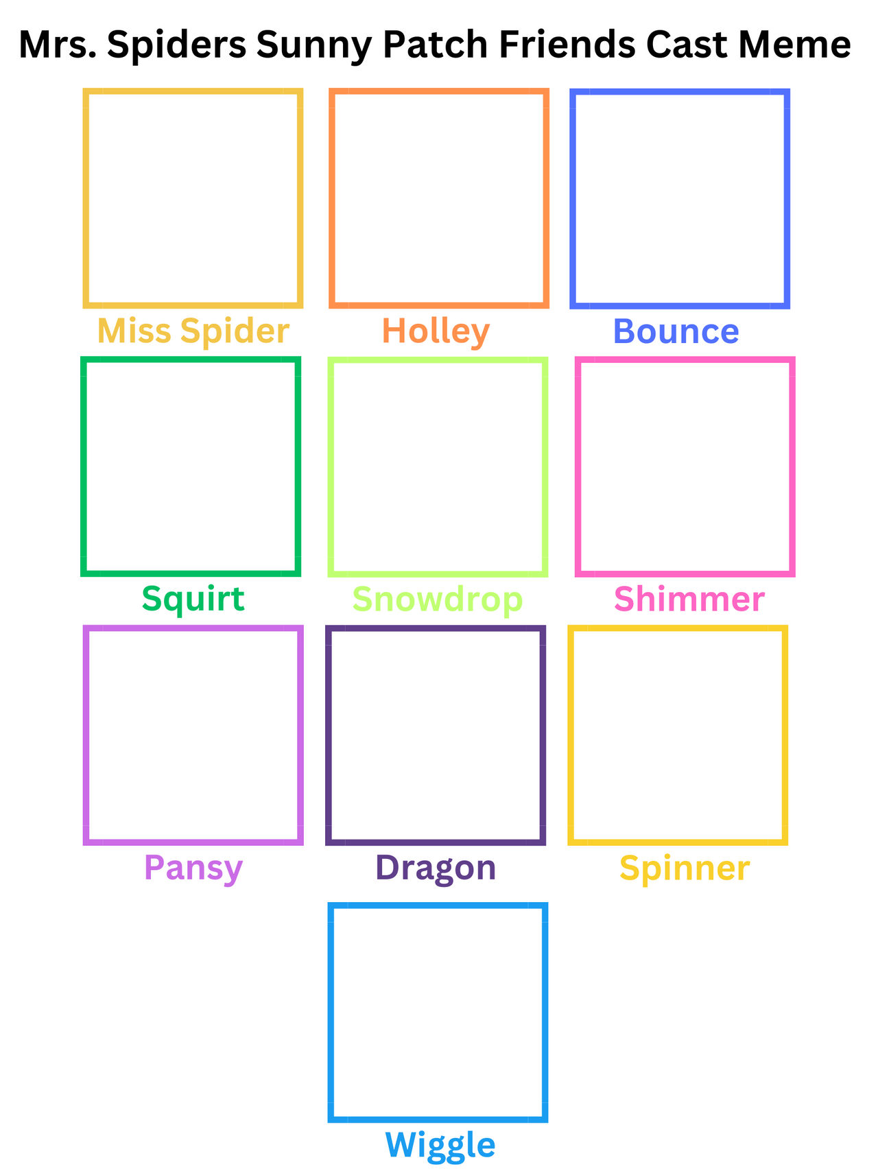 Miss Spider's Sunny Patch Friends Cast Meme blank Blank Meme Template