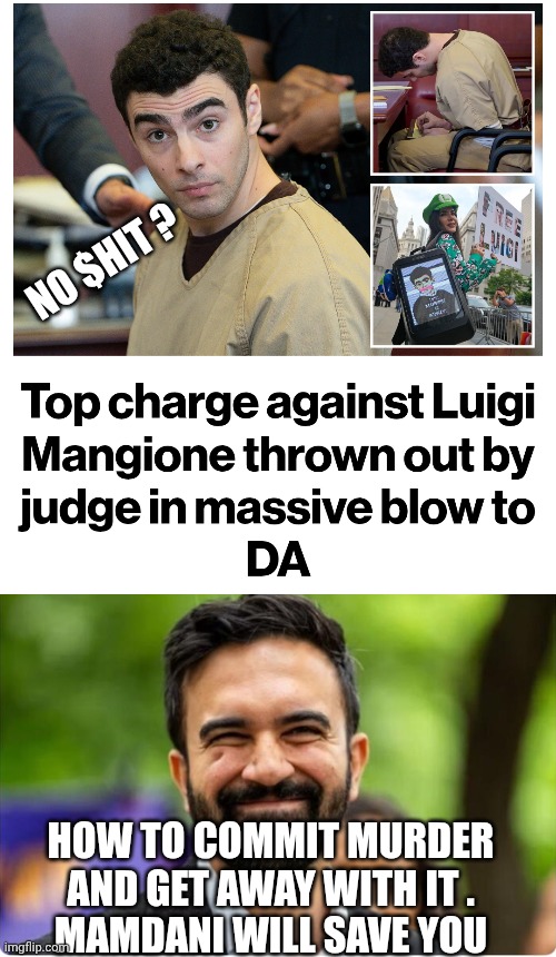 Murder, and get off free in NY | NO $HIT ? HOW TO COMMIT MURDER AND GET AWAY WITH IT .
MAMDANI WILL SAVE YOU | image tagged in zohran mamdani communist,luigi,murder,new york,leftists,liberals | made w/ Imgflip meme maker