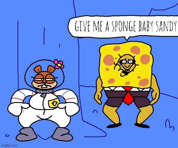 give me a  sponge baby sandy | image tagged in give me a sponge baby sandy | made w/ Imgflip meme maker