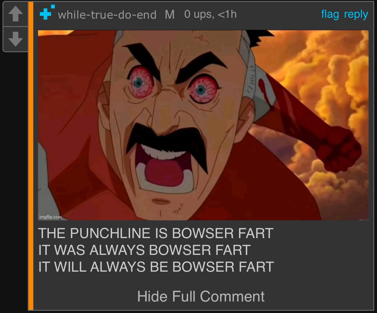 THE PUNCHLINE IS BOWSER FART Blank Meme Template