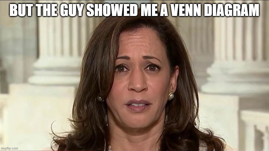 kamala harris | BUT THE GUY SHOWED ME A VENN DIAGRAM | image tagged in kamala harris | made w/ Imgflip meme maker