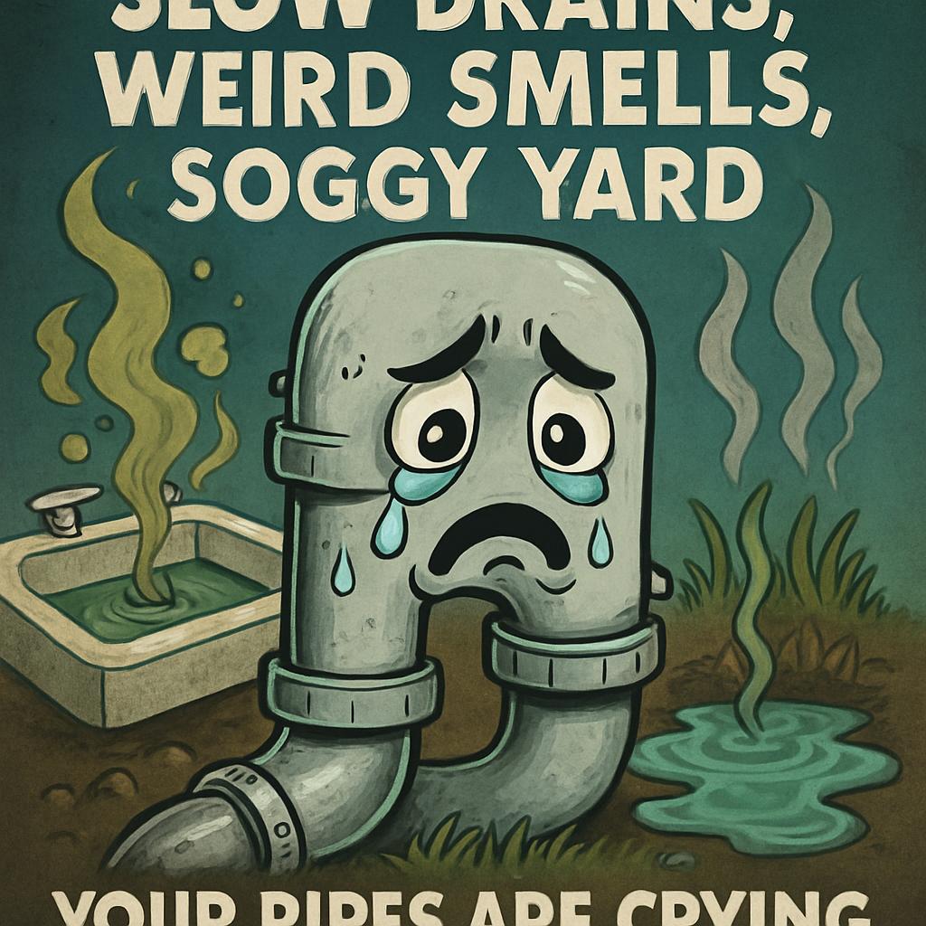 slow drains, weird smells, soggy yard - your pipes are crying Blank Meme Template